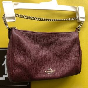 Coach Dark Red Crossbody Bag W/Gold Chain E1623-F3666